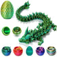3D Printed Dragon Eggs with Dragon Inside - Fun Fidget Figurine Toys  Easter Basket Stuffers Surprise Mystery Crystal Printing Dragon Egg mature-themed Home Office Desk Decor Toy Gifts (Laser Yellow&Green)
