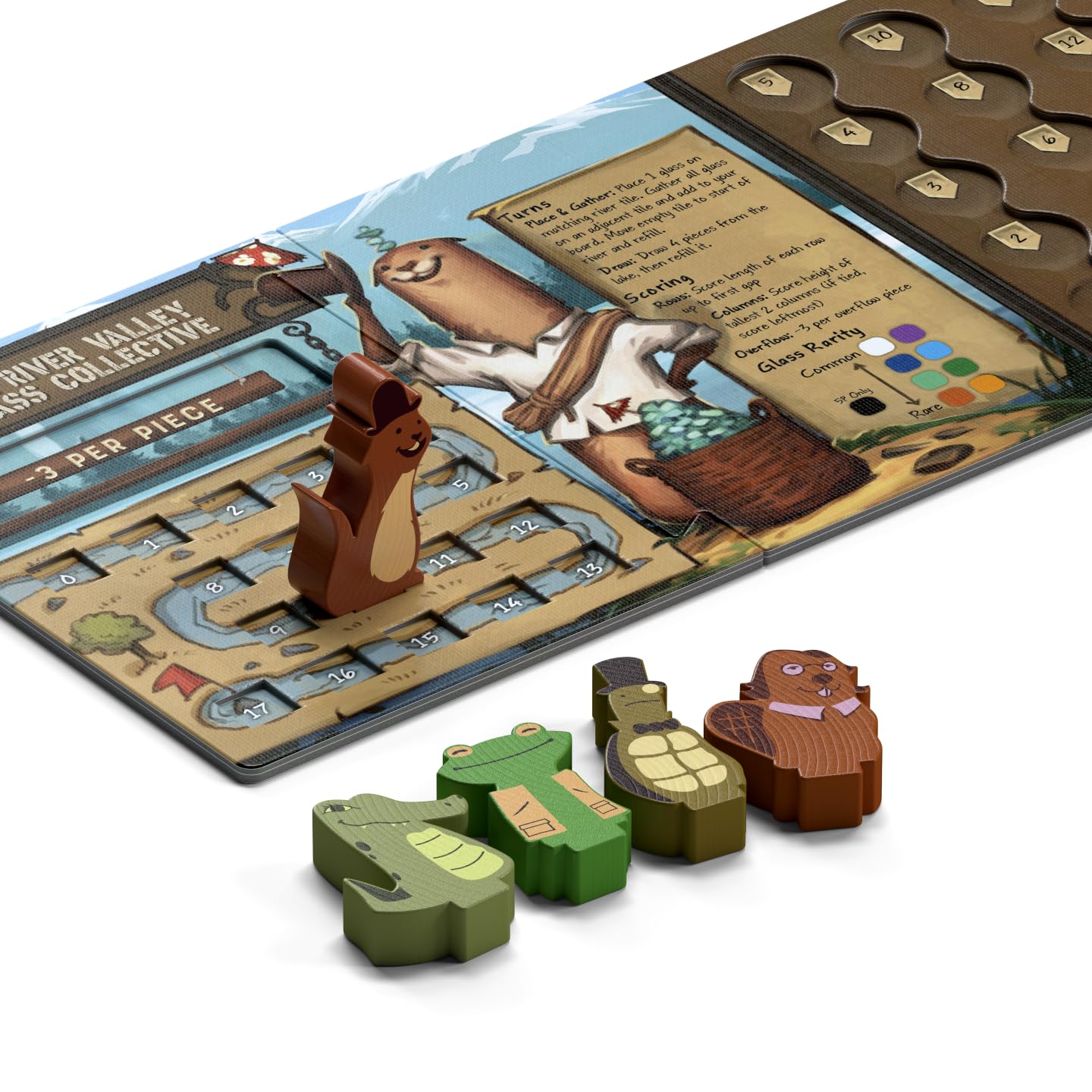 Allplay River Valley Glassworks Deluxe Board Game - Cozy Drafting Game for 1-5 Players - 10.8"x6.8" - Acrylic - GME-RVG