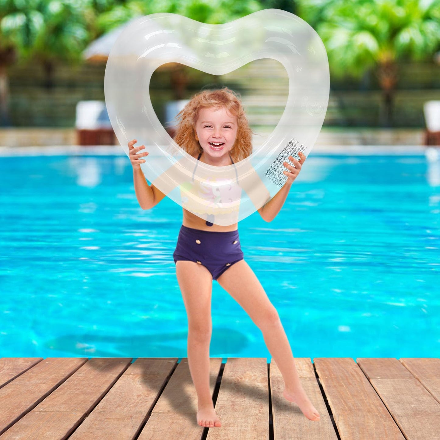 Kid Heart Pool Float Pool Floats for Kids  Water Fun Beach Party Toys for Kids Birthday Scene Layout Props. (18 in  Transparent Glitter