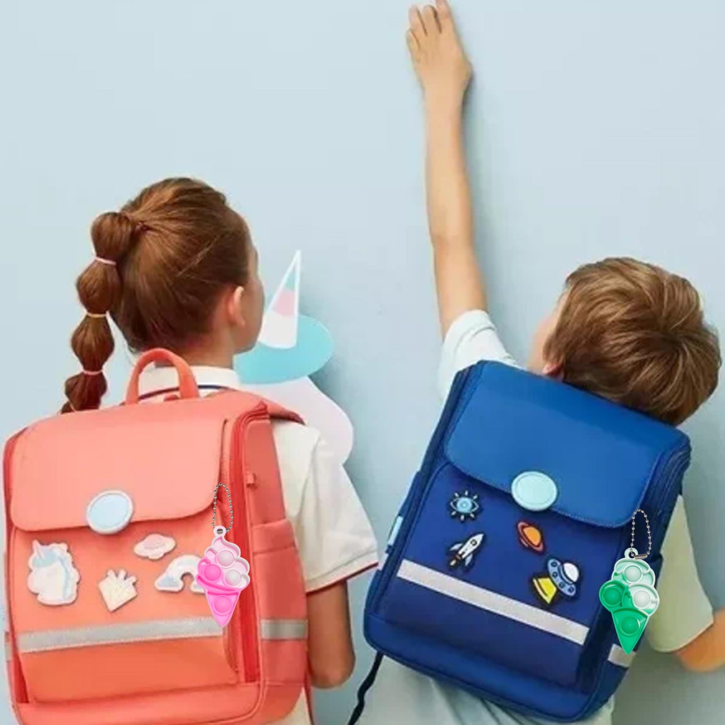 Antyd 30 Pcs Mini Ice Cream Push Pop Keychain Bubble Squeeze Sensory Fidget Toys, Anxiety Stress Reliever Hand Toys, Holiday Idea Gifts For Kids Adults