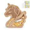 wooshwa Unicorn Piggy Bank for Kids, Wooden Money Bank for Boys Girls Toddler, Unbreakable Bills and Coins Cash Box, Creative Sa
