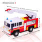 Playkidiz 15'' Fire Truck Toy for Kids with Lights and Siren Sounds, Classic Red and White Rolling Emergency Vehicle, Interactiv