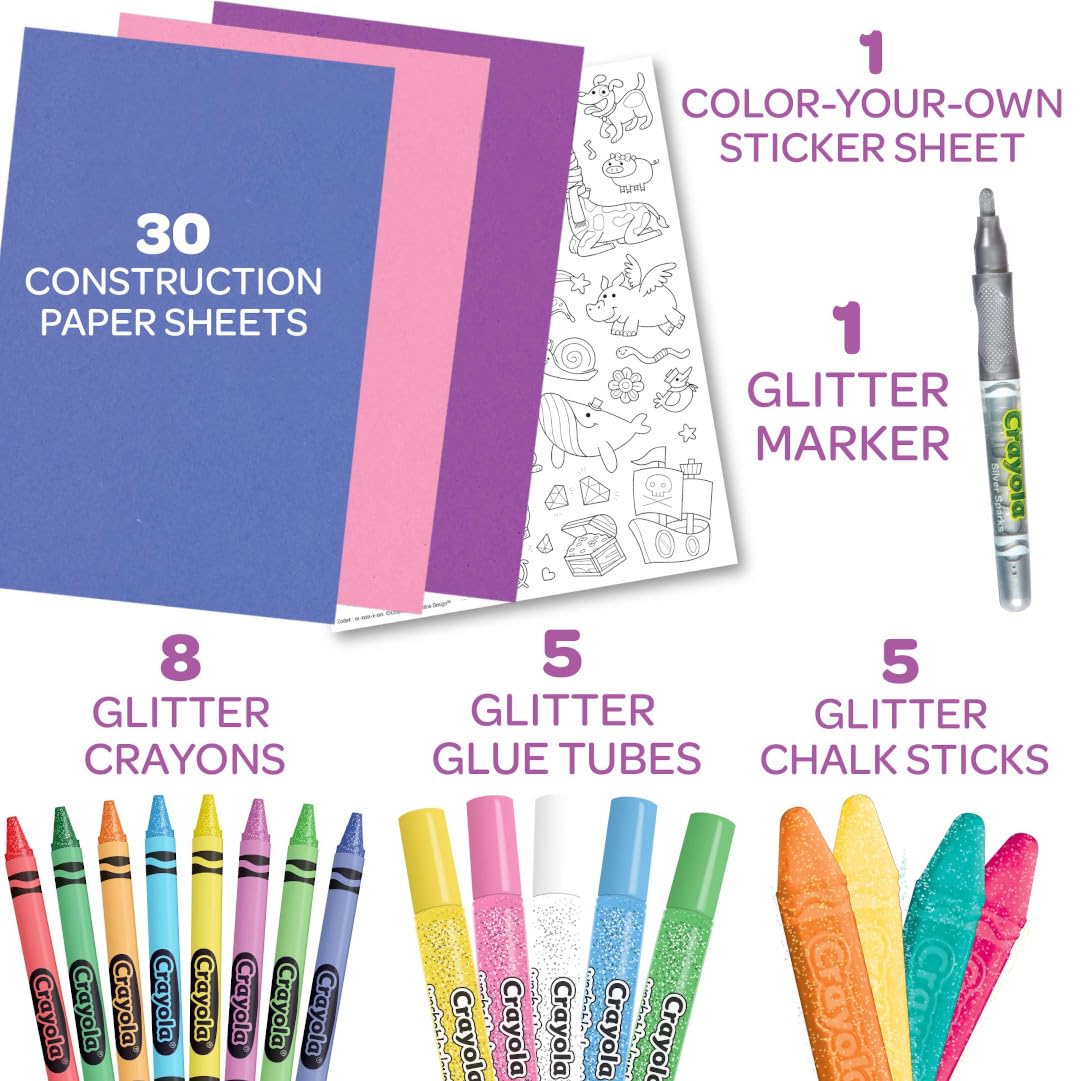 Crayola All That Glitters Art Case (50+pcs), Glitter Crayons & Coloring Supplies, Kids Art Set, Gifts for Girls & Boys, Ages 5+