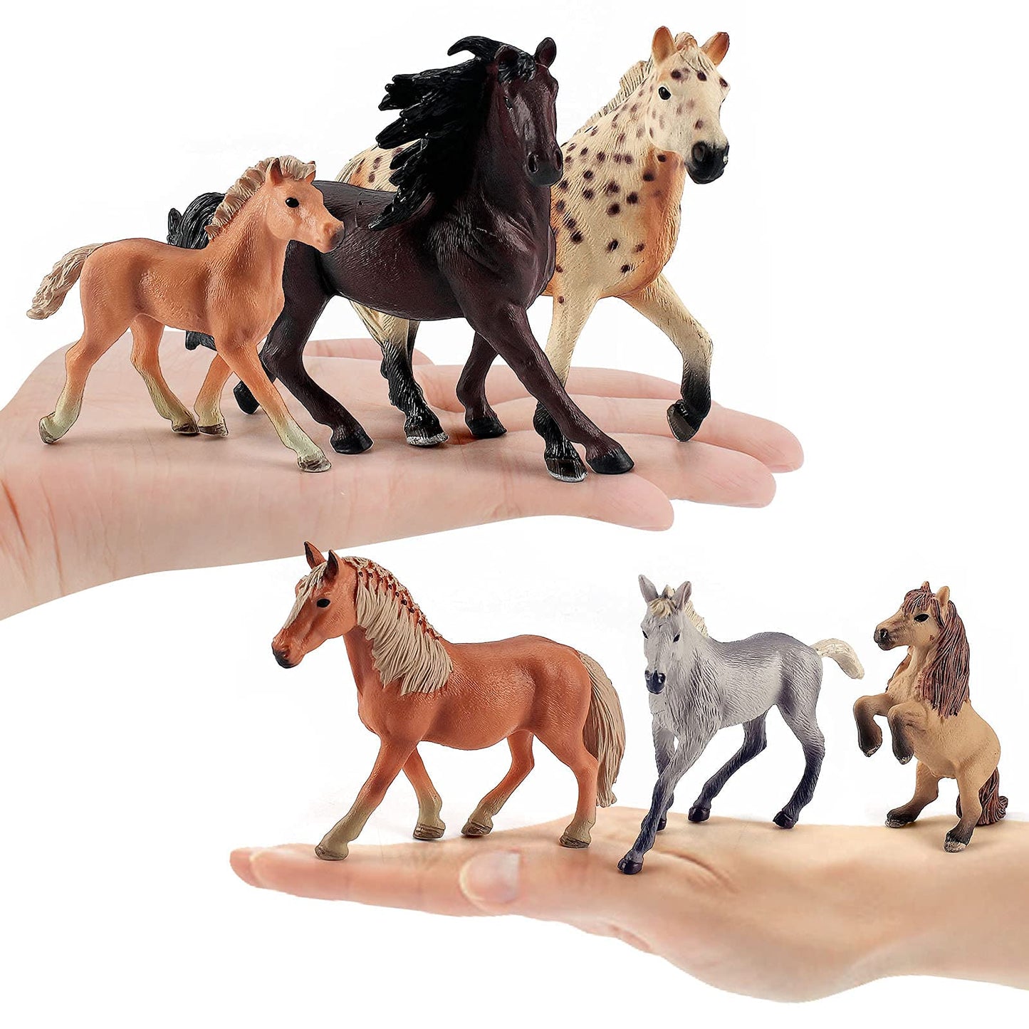 Lc Joycre 10Pcs 5-6 Inch Big Realistic Horses Club Trakehner Foal Clydesdale Horse Figurine Hanoverian Foal Figure Morgan Horse