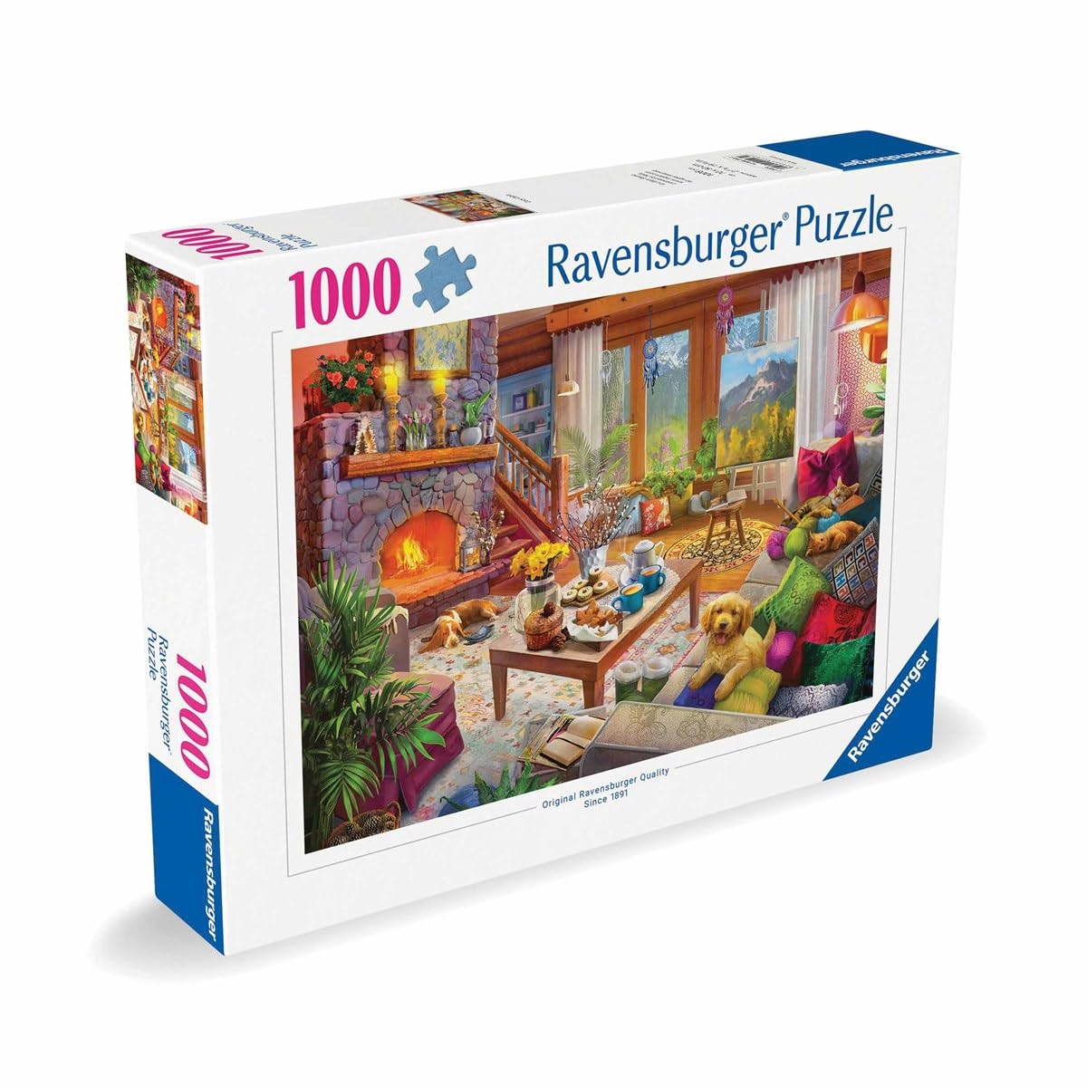 Ravensburger 1000 Piece Cozy Cabin Jigsaw Puzzle - Handcrafted Cardboard, Multi Color, Model 12000293, Made in Germany