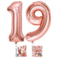 19 Number Balloon Rose Gold 40 Inch Big Foil Mylar 19Th Balloons For 19 Year Old Boy Girl Birthday Party Decorations Wedding Ann