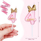 Nuanchu Pink Birthday Candle - Happy Birthday Cake Topper, Wax, Number 4, Ideal for Celebrations and Parties
