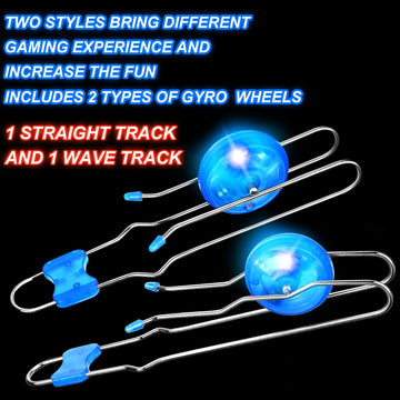 Sumind 6 Pcs Retro Light Up Magnetic Gyro Wheels Easter Basket Stuffers Vintage Gyroscope Rail Twirler Easter Magic Gravity Sensory Fidget Toys For Kids(Straight Rail, Wave Rail,Red, Blue, Green)