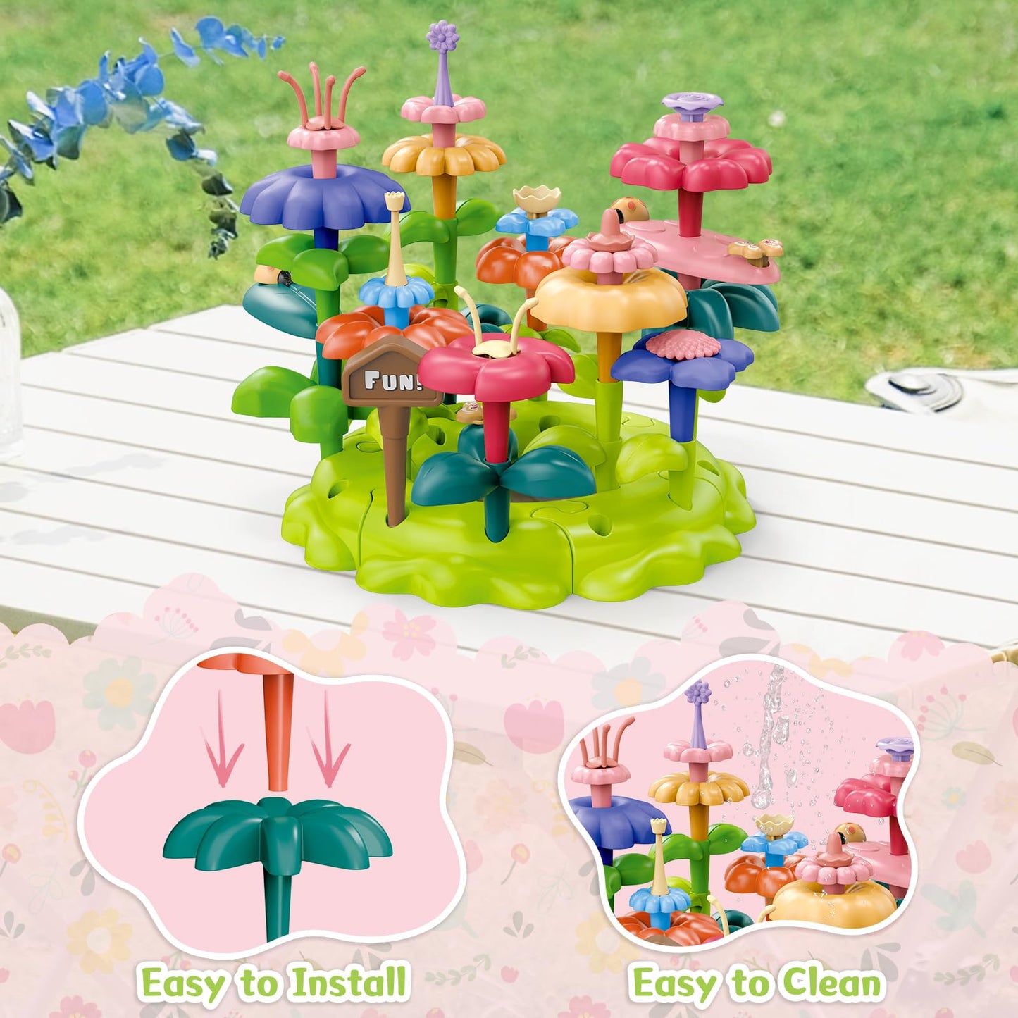 deAO Kids Gardening Set 14Pcs Gardening Tools Set with Storage Box& Apron - DIY Flower Garden Building Toys Set for Boys Girls O