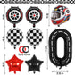 Race Car Birthday Balloons, Racetrack Number 0 Balloon, 40 Inch Large Foil Black 0 Balloon For Birthday Race Car Themed Party De