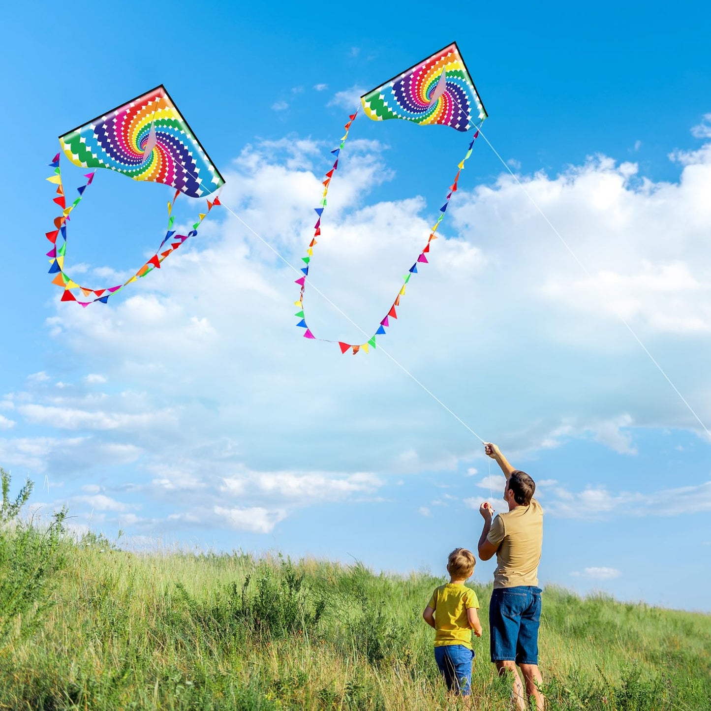 Honbo Lollipop Kite For Adults And Kids,Easy Flyer Large Kite With 2X11.5Ft Detachable Tails, The Easiest Single Line Beach Kite