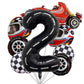 Stcomart 8 Pcs Race Car Party Decorations, Black Number 2 Balloon Checkered Balloons Tire Balloons For Boys 2Nd Birthday