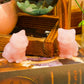 Duqguho Cat Decor Rose Quartz Cat Crystal Figurines Crystals Gifts For Cat Lovers Men Women Lucky Cute Cat Statue For Room Desk