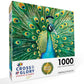 Cross & Glory 1000 Piece Jigsaw Puzzle - Emerald Peacock Artwork, Large Size, Durable 1.8mm Cardboard, Perfect for Animal Lovers