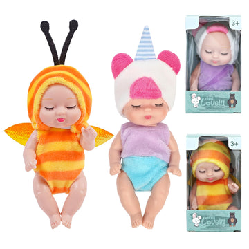 Onest 2 Sets 4 Inch Dolls Cute Baby Dolls Include 2 Pieces Baby Mini Dolls, 2 Sets Handmade Doll Clothes
