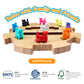 Offelec Mexican Train Dominoes Accessories Set - 1 Pine Wooden Mexican Train Hub With Felted Bottom, 9 Colorful Metal Mexican Tr
