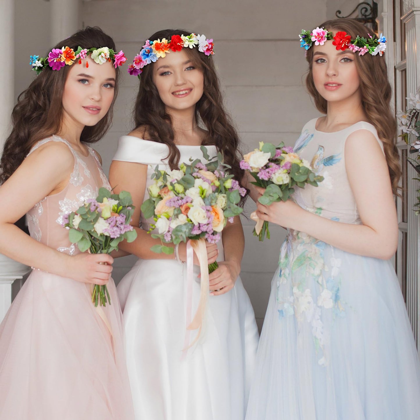 Syhood Mini Plum Blossom Crowns Making Kit, 120 Pcs Parts, Make Your Own Flower Wreath Headbands and Bracelets Craft Kit Hair Ac