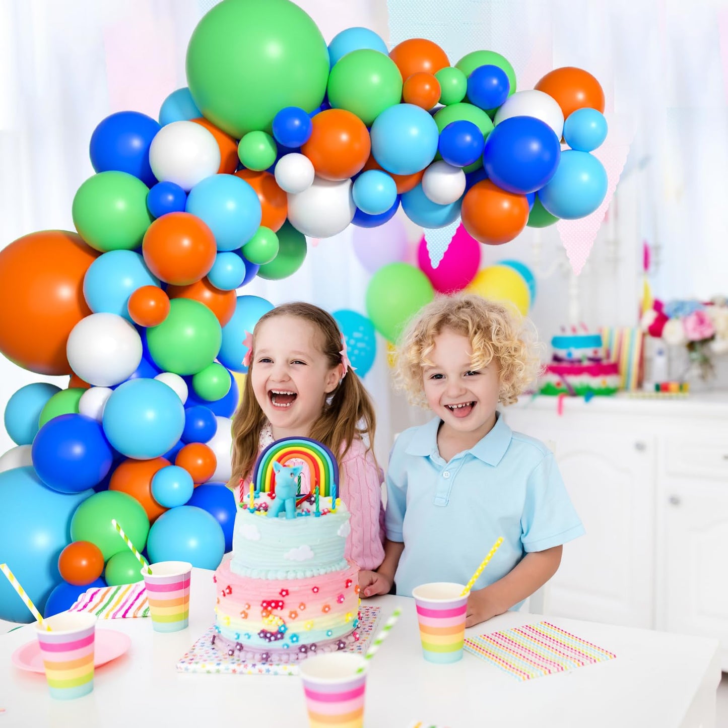 Wpensky Blue Green Orange Dinosaur Balloon Arch, 121 Pcs, Boys Birthday, Baby Shower Decorations