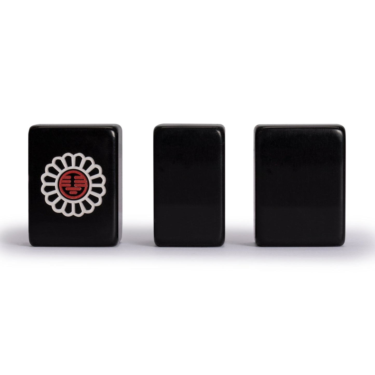 Yellow Mountain Imports Mahjong Game Set - Black Acrylic Tiles, Wooden Case, Model US-CM001-C, Small Size 1.3" x 0.9" x 0.7"