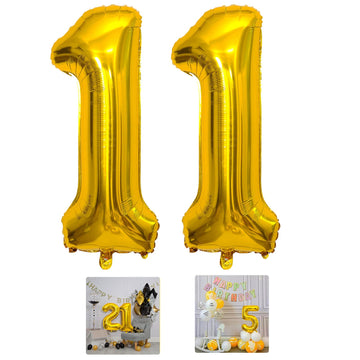 11 Number Balloon Gold 40 Inch Big Foil Mylar 11Th Balloons For 11 Year Old Boy Girl Birthday Party Decorations Wedding Annivers