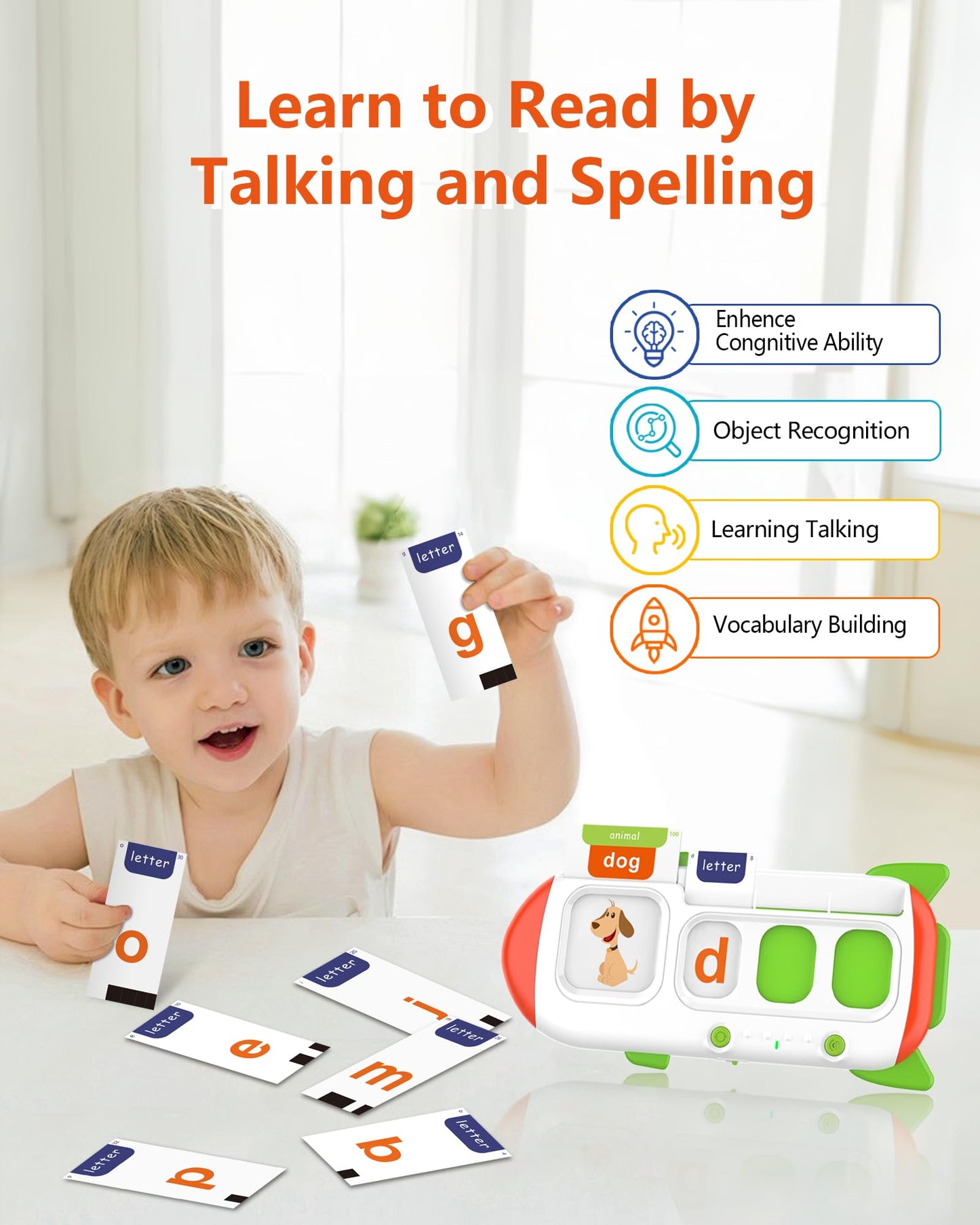 Zikaquqi Spelling&Talking Flash Cards For Toddlers 3-8 Years Old - Speech Therapy With 107 Sight Words - Sensory Toys For Kids W