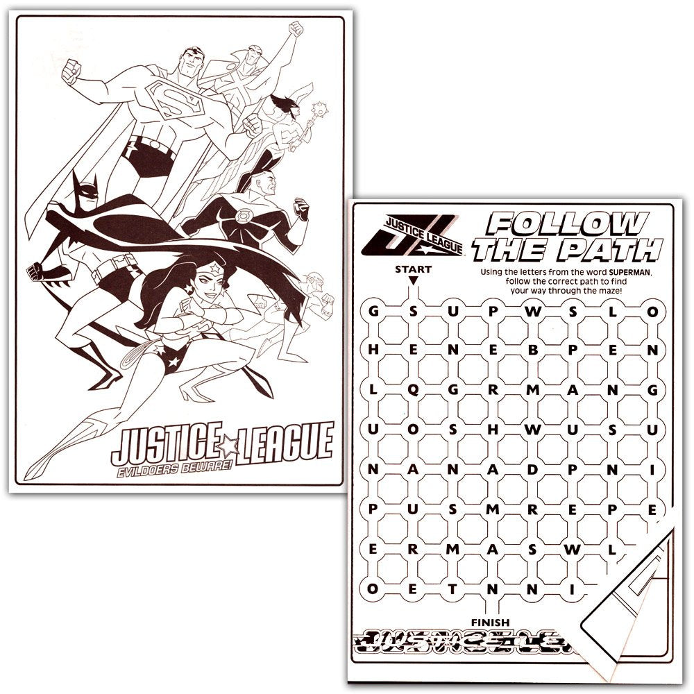 DC Comics Justice League Coloring and Activity Book Bundle with 2 Books Featuring Batman, Superman, Wonder Woman, Green Lantern,
