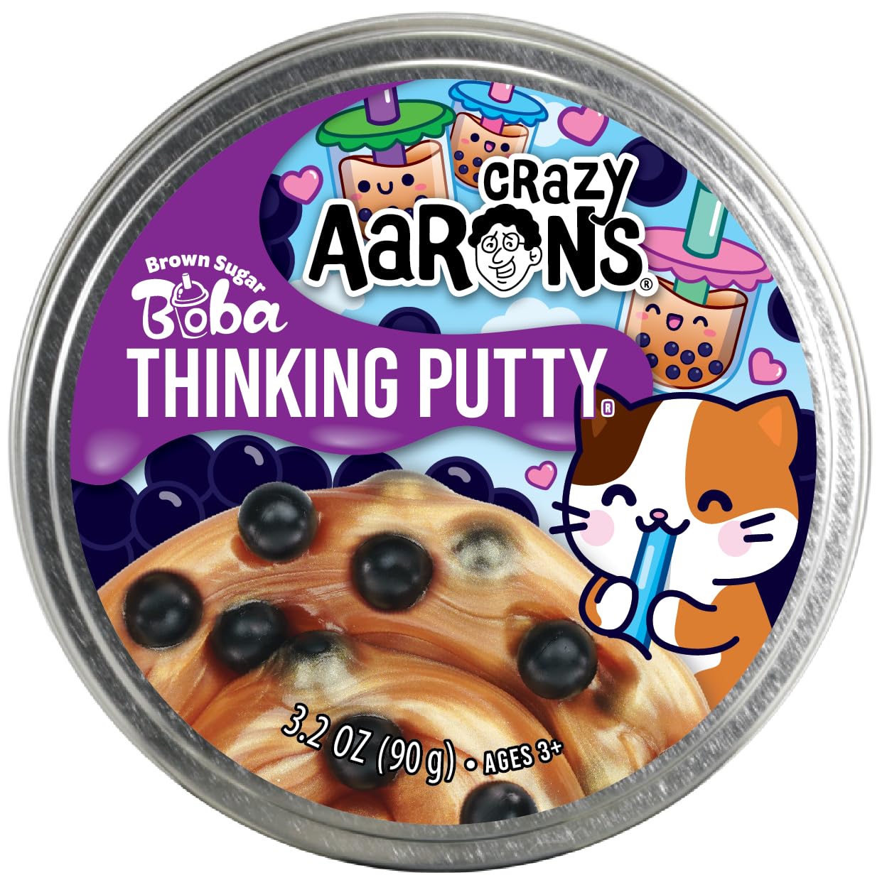 Crazy Aaron'S Thinking Putty® - Brown Sugar Boba - Sensory Putty For Kids And Adults In A 4' Tin - Creative And Endless Fun, Stress Relief Therapy Toys, Never Dries Out - Made In Usa