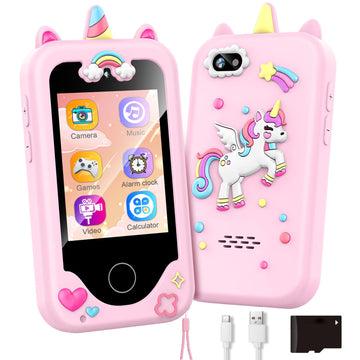 Kids Phone Toy Gift for Girls 3 4 5 6 7 8 Years Old, Toddler Smart Phone Learning Toys - Pretend Play Phones with Educational Ga