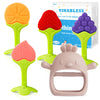 Teething Toys (5 Pack) - Tinabless Infant Teething Relief Toys&Teething Mitten Set, Food Grade Silicone Anti Dropping Wrist Hand