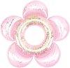 HeySplash Large Inflatable Pool Float - Light Pink Glitter Flower Ring, PVC, Model P723314204819