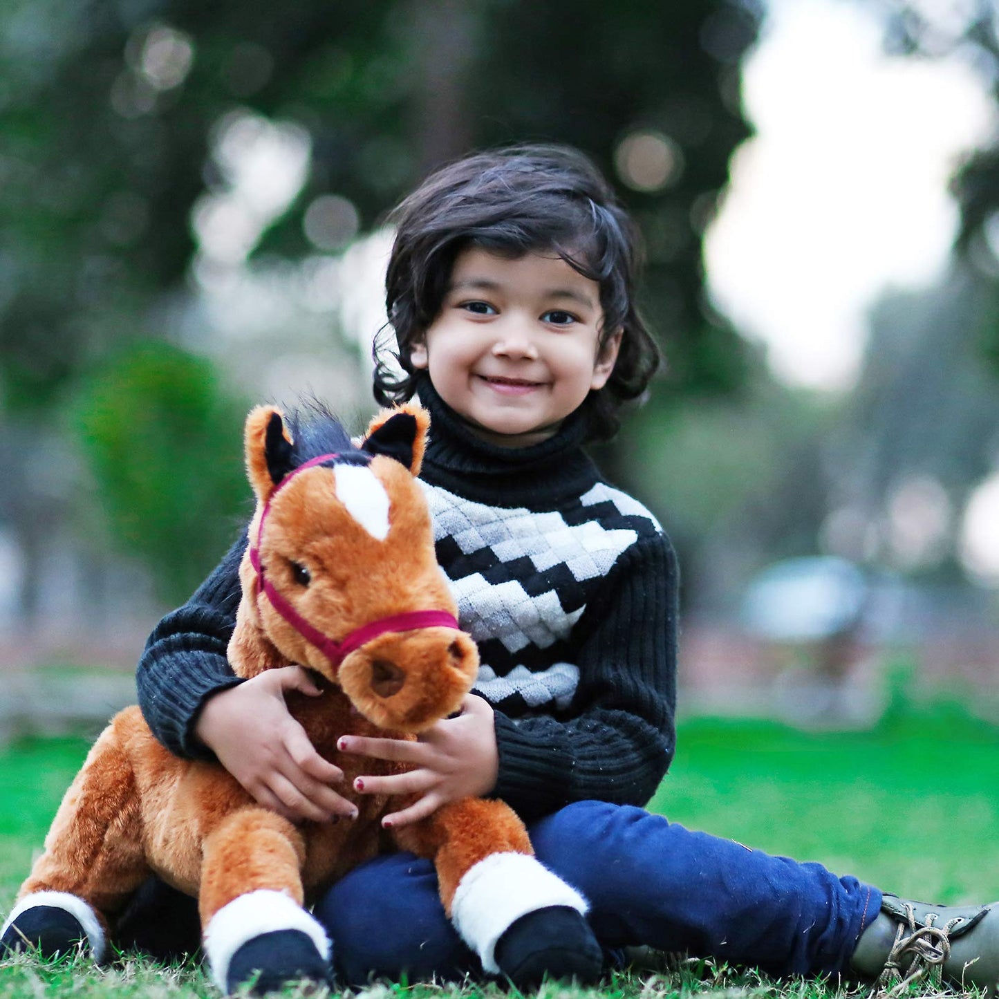 Plushland 14 Inches Soft Brown And Black Horse Stuffed Animal Toy Gift For Baby Boys Girl Holidays Birthday Christmas Halloween Thanksgiving Back To School Adhd Autism Handmade Present Sleep Companion
