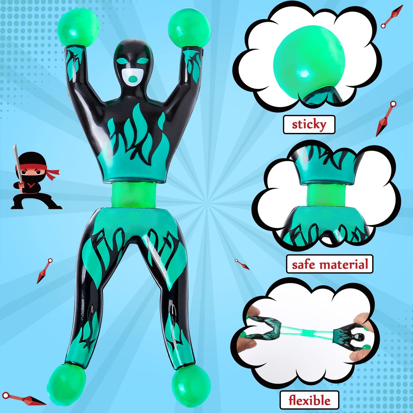 28 Packs Valentines Day Cards for Kids with Sticky Wall Climbing Men Ninja Set for Classroom,Valentines Gifts Exchange For Scho