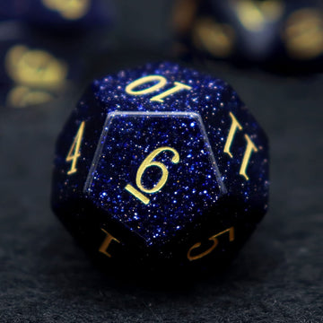 Haxtec Blue Sandstone Gemstone Dice Polyhedral Dnd Dice Set With Dice Case D&D Dungeons And Dragons Ttrpg Dnd Master Gift