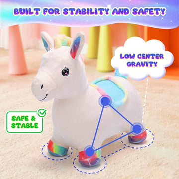 Eaglestone Plush Unicorn Bouncy Horse Hopper,Toddler Bouncy Animals Toys For Outdoor&Indoor,Ride On Bouncy Animal Toys For 1-3 2-3 3-5Years Old Girl Boy Birthday Gift
