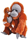 WILD REPUBLIC Mom & Baby Orangutan Plush Toy, 12" Stuffed Animal, Polyester, Zoo Animals