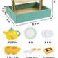 Wooden Dessert Cake Tea Party Set for Little Girls Toys, Pretend Play Kids Tea Set for Toddlers Wood Toys, Wooden Play Food Kitc