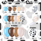 150 Pieces Cow Balloons Garland Arch Kit Cowgirl Cowboy Blue Balloons White Brown Cow Print Farm Animal Balloons For Baby Shower