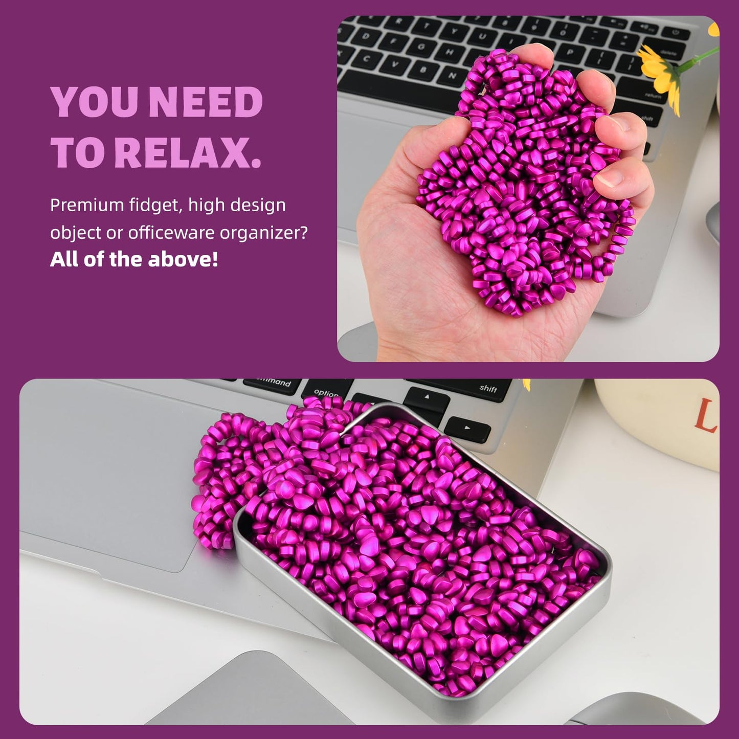 Magnetic Ferrite Putty Rocks,Rose Red More Than 600 Weak Magnetic Smooth Ferrite Pebbles, Magnet Rock Desk Toys And Time-Killer