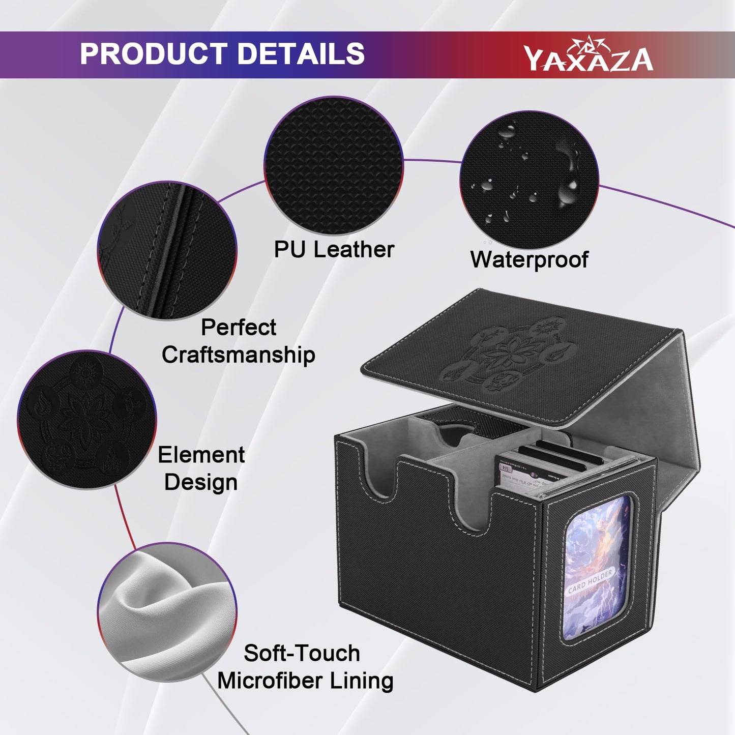 Yaxaza Mtg Deck Box With Commander Display Window, Fits 200+ Double-Sleeved Cards, Strong Magnetic Pu Leather Card Deck Case, Wi