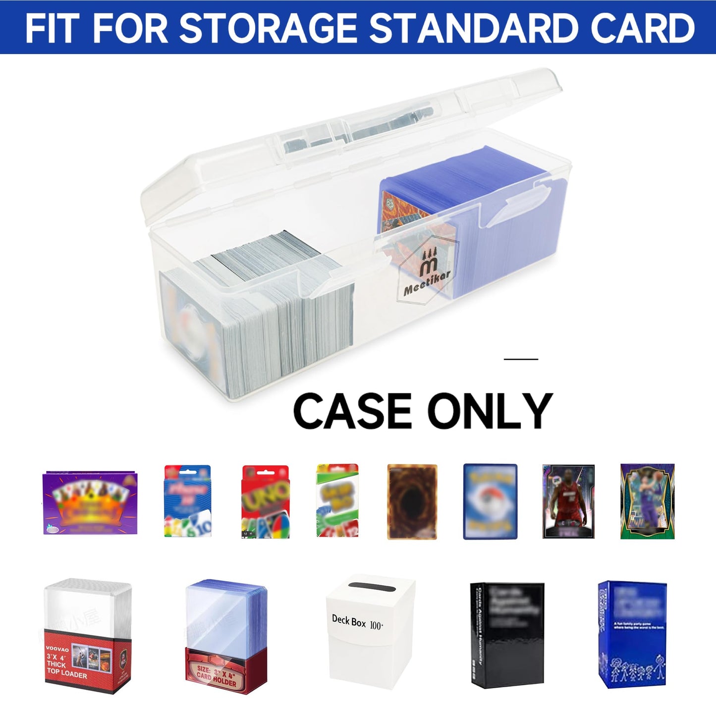 Meetikar Trading Card Storage Box Compatible With 200+ Toploaders 1000+ Tcg, Magic Commander, Yugioh Cards, Toploader Card Stora