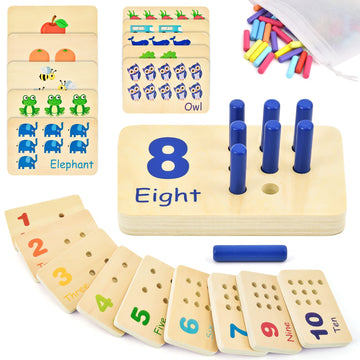 Atoylink Wooden Counting Peg Board Kindergarten Math Manipulatives Number Counting Toys For Toddlers Learning Materials Montessori Educational Toys For 2 3 4 Year Old Boys Girls Gifts