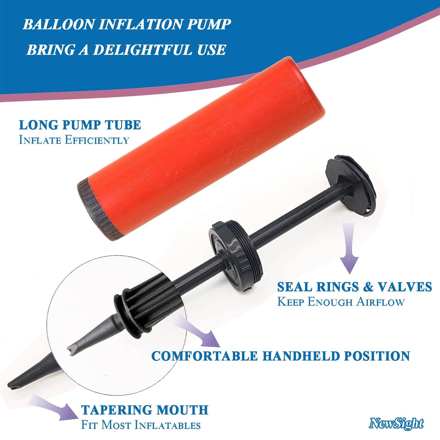 Two-Way Manual Balloon Pump, 2Pack Random Colors, Handheld Air Pump For Kids Party Balloons Supplies, Balloon Inflator By Hand,
