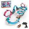 Insgen Slot Car Race Track Sets For Kids, Hot Magnetic Wheels Attraction Track Builder, Electric Remote Control Track Car Birthd
