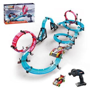 Insgen Slot Car Race Track Sets For Kids, Hot Magnetic Wheels Attraction Track Builder, Electric Remote Control Track Car Birthd