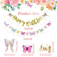 Sunbeauty Butterfly Happy Birthday Banner Butterfly Birthday Party Decoration Garden Party Decorations Fairy Party Decoration Sp