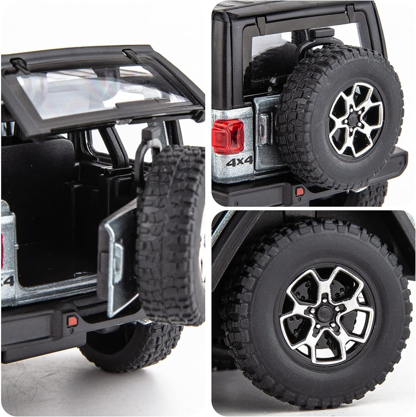 WAKAKAC Compatible for 7 Door Wrangler Toy Car 1/32 Die-cast Pull Back Model Car with Sound and Light Toy Vehicle Cars for Kids