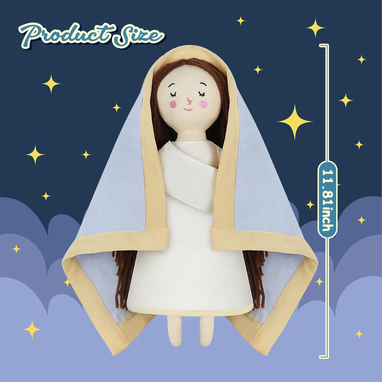 Free-Space Blessed Virgin Mary Doll And Baby Jesus Plush Religious Figure Playset For Boy Girl Christening Gift(Virgin Mary)