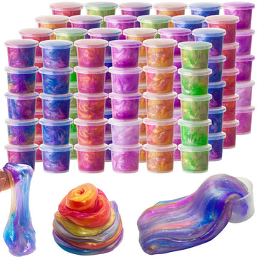 Zdthnsiat Galaxy Slime Toy 72Pack Party Favors For Kids, Rich Colored, Stress Relief Toy For Girls Boys, Easter Basket Stuffers,