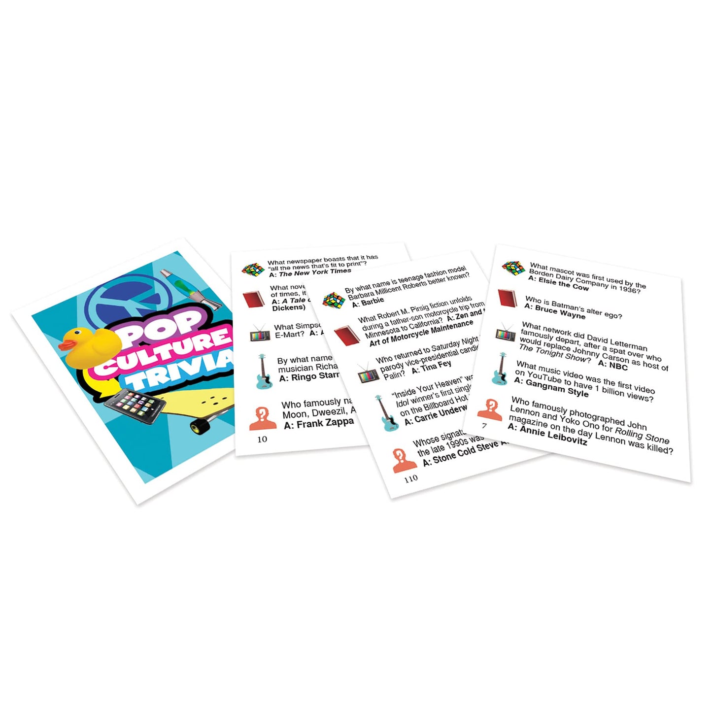 Outset Media Pop Culture Trivia Game - 1200 Questions - Fun for 2+ Players - Ages 12+ - Black and White With Red - Cardstock
