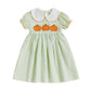 Toddler Girl Back To School Clothes Embroidery Smocked Dress Doll Collar Sundress First Day Of Pre Kindergarten Outfit (Pumpkin-